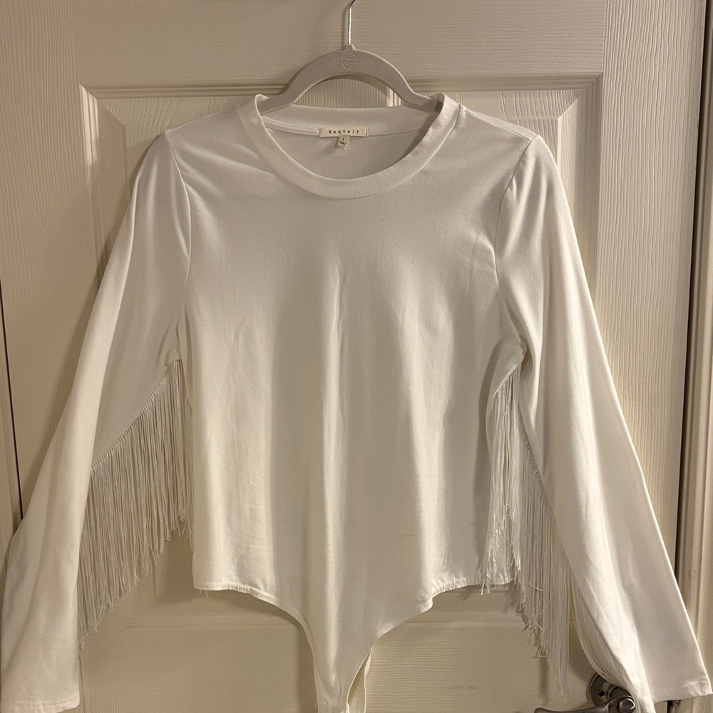 Elegant White Fringe Bodysuit